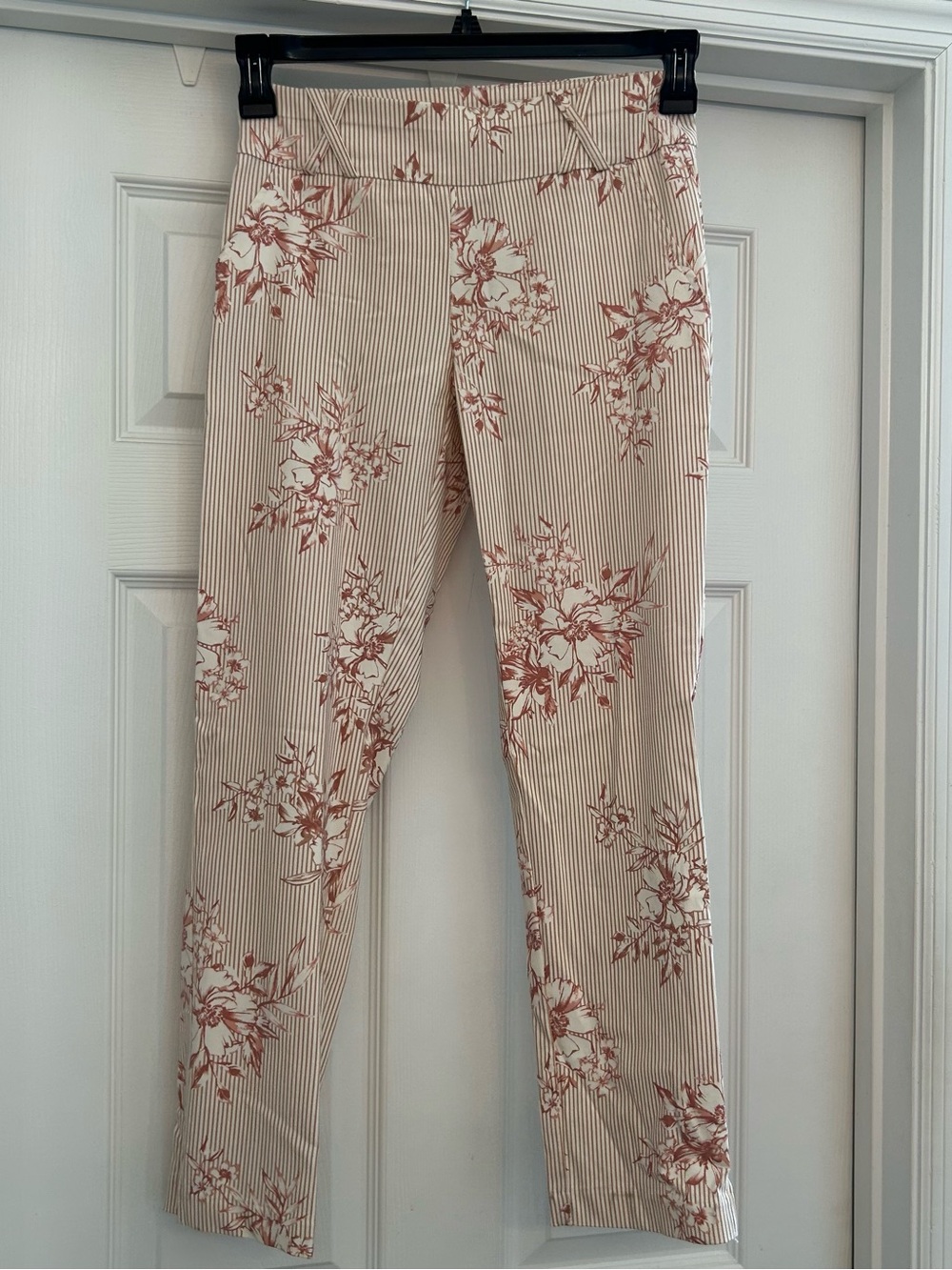 Joe B by Joe Benbasset Women’s Stretch Cropped Floral Stripe Casual Pants Size S